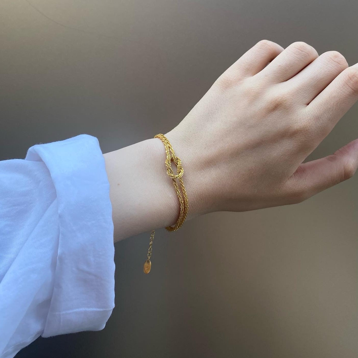 Glitter loveknot bow knotted chain bracelet