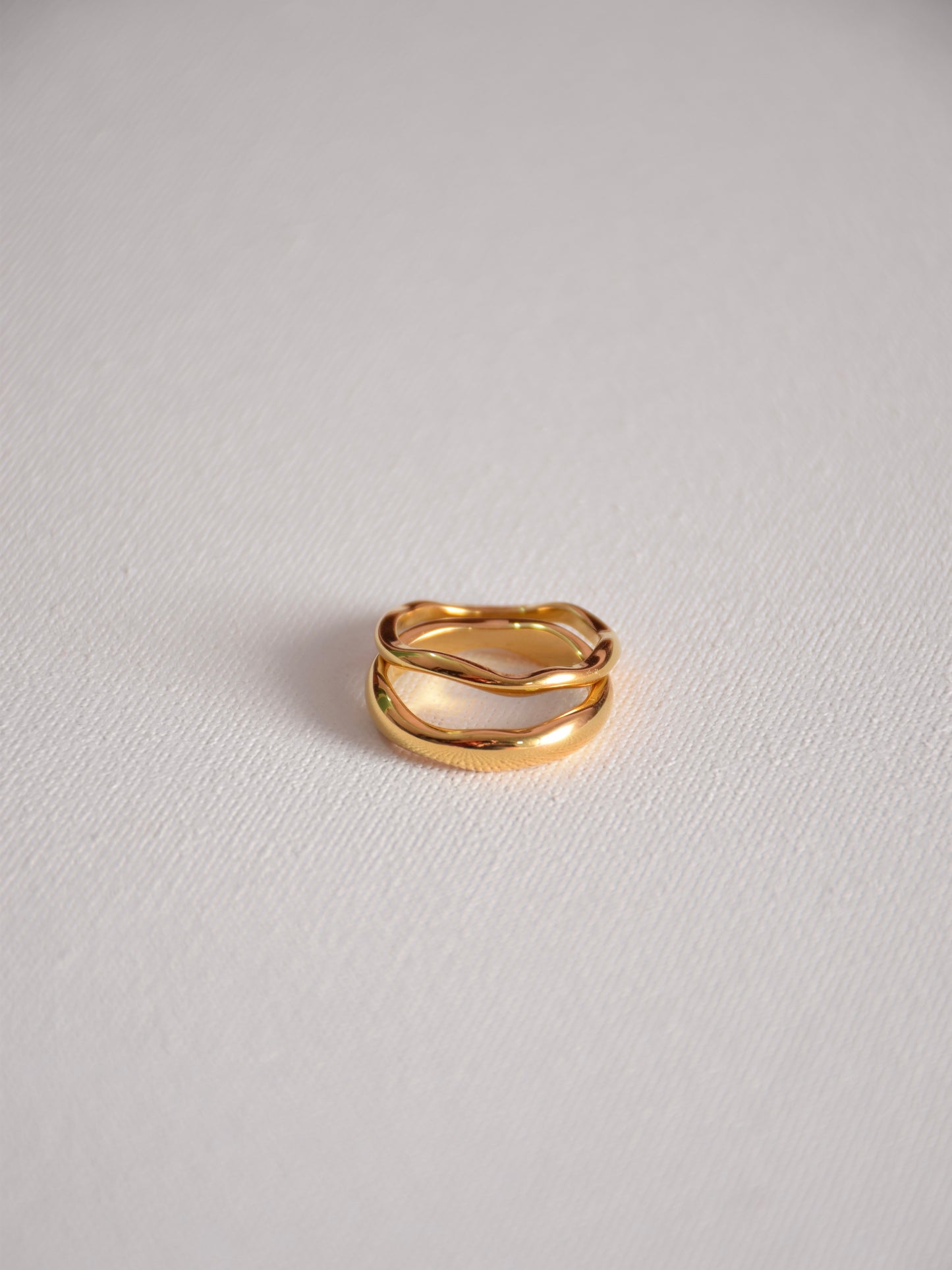 Gold chunky stacking ring set