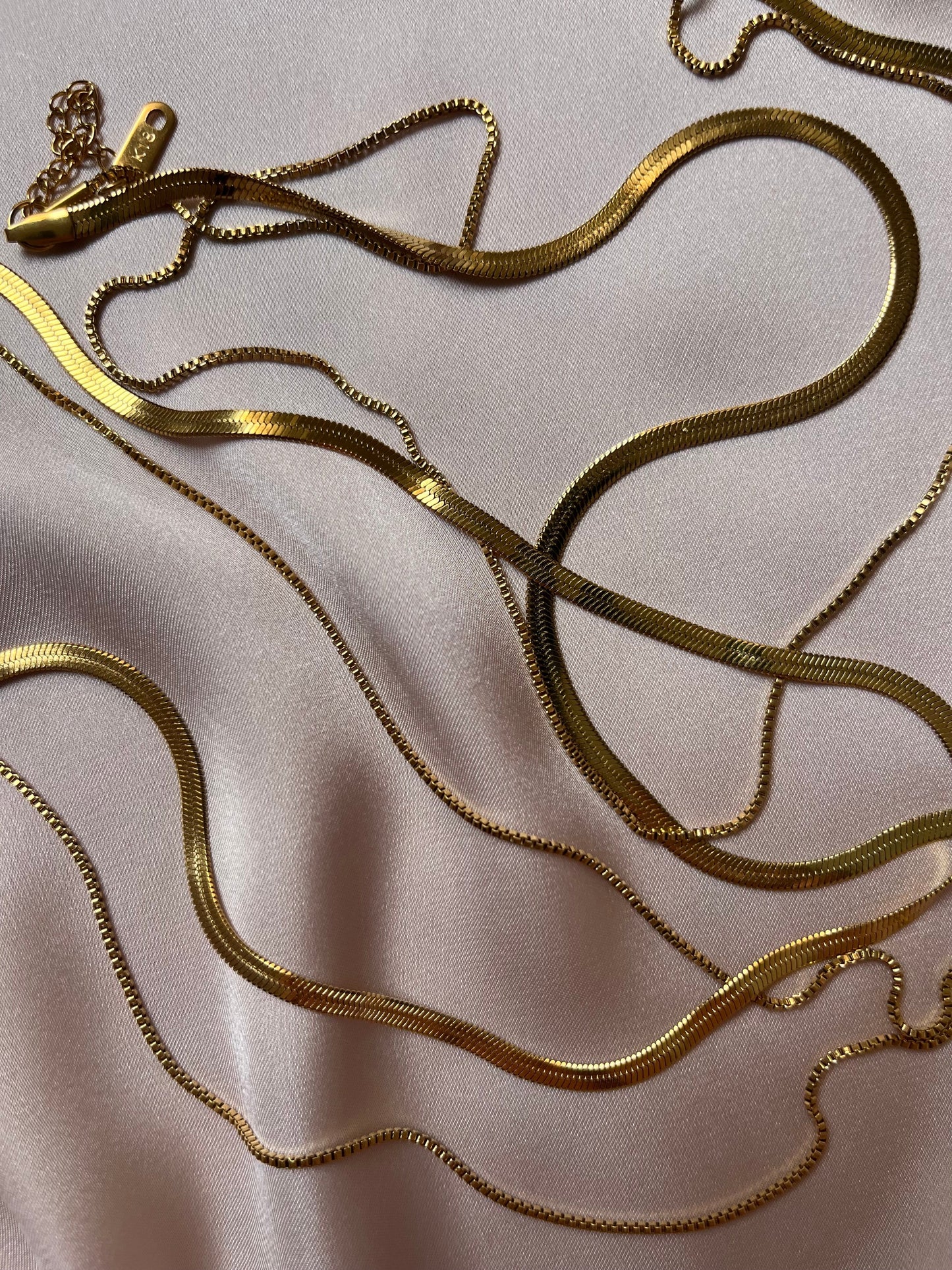 Flat Snake Chain Double layered Necklace