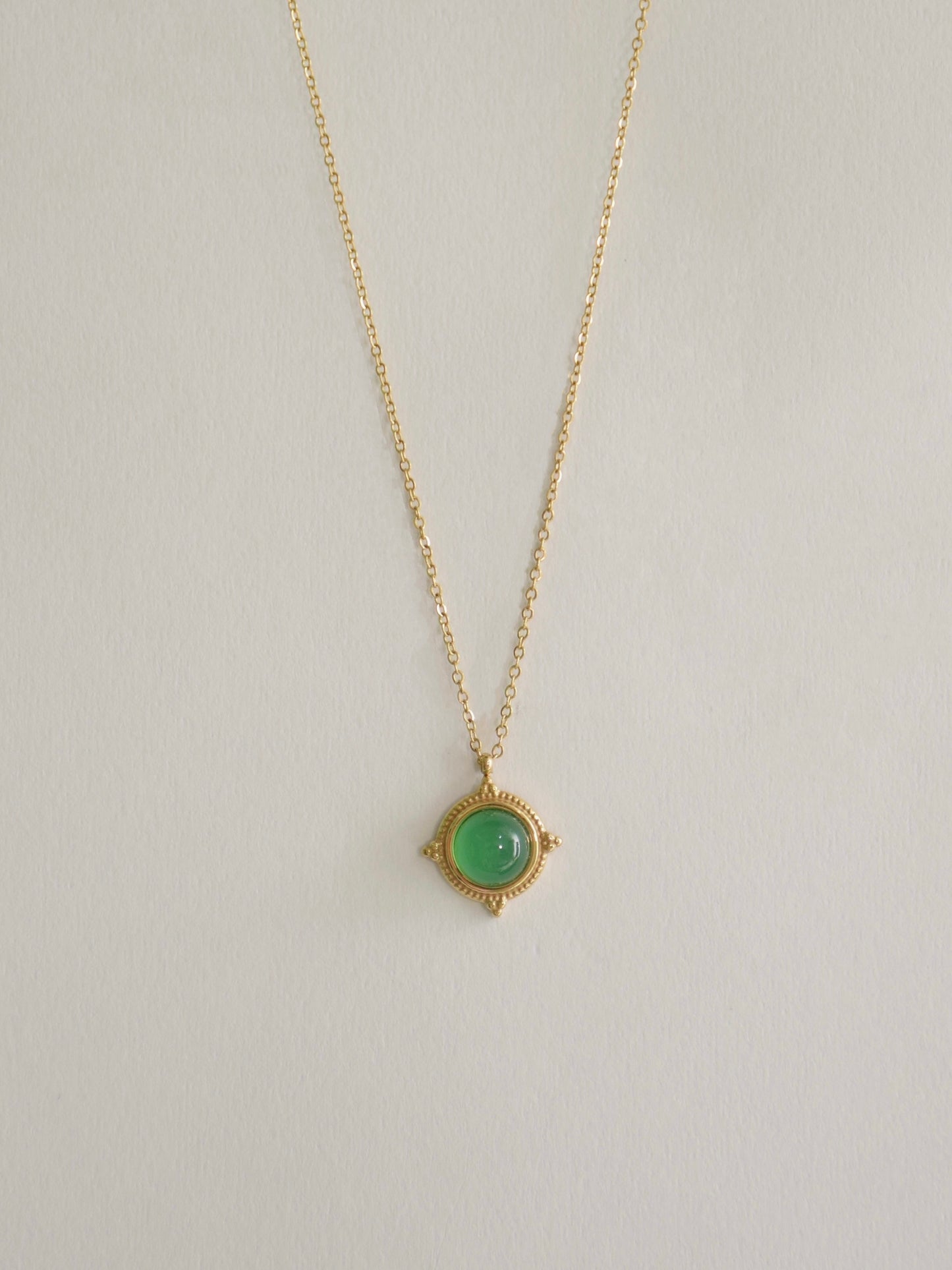 Vintage French emerald agate pendant necklace