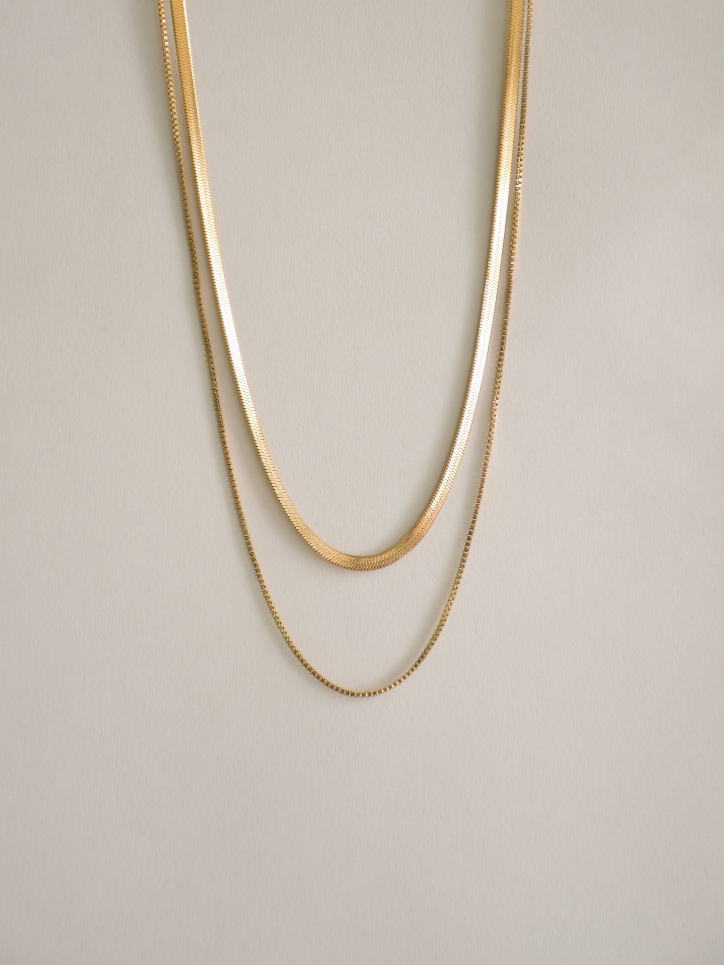 Flat Snake Chain Double layered Necklace