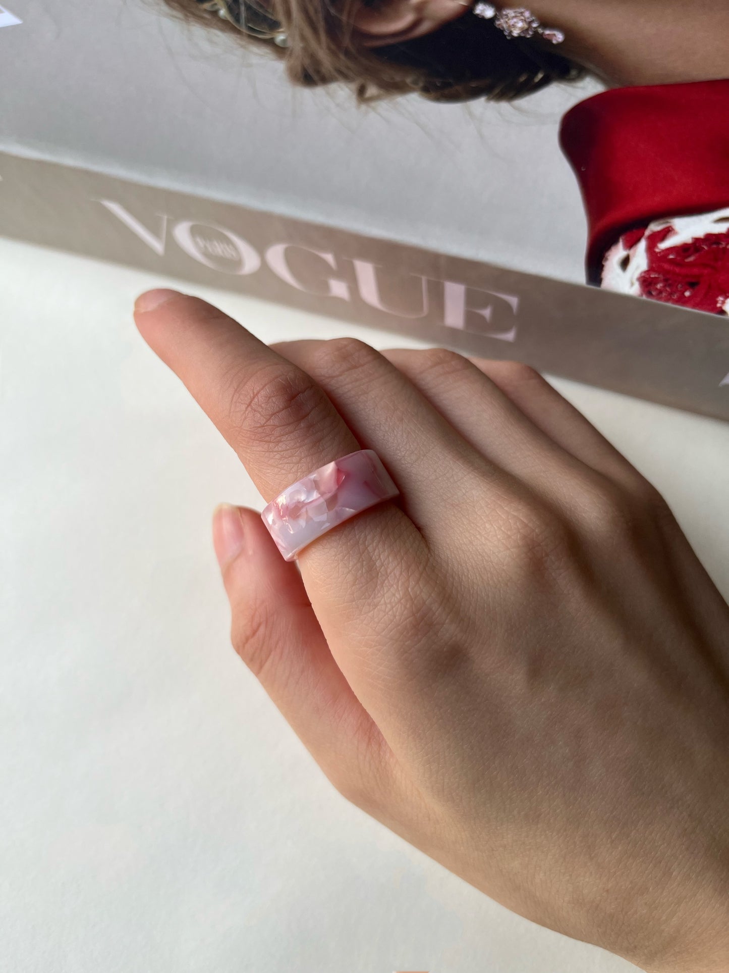 Rose Quartz resin ring