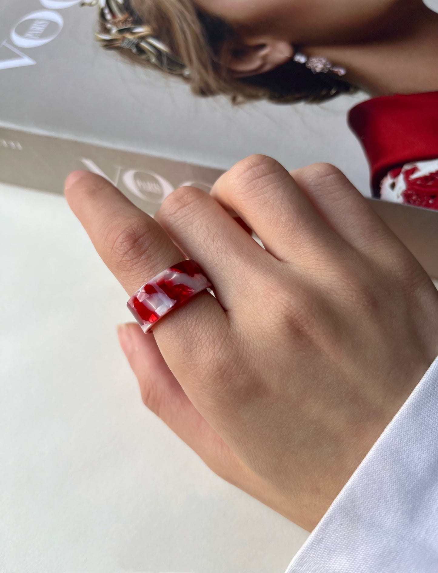 Rose Quartz resin ring