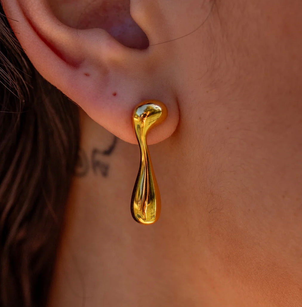 Geometric tear drop melting earrings