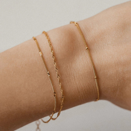 Thin singapore chain bracelet Set