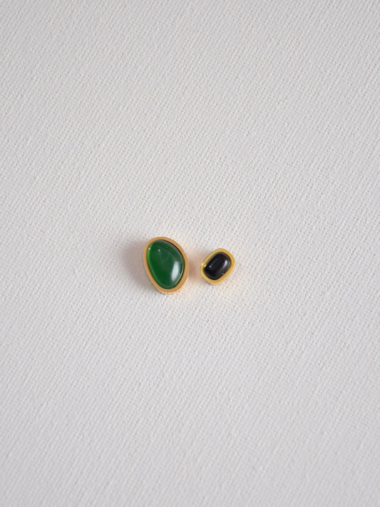 Green agate black stone earrings