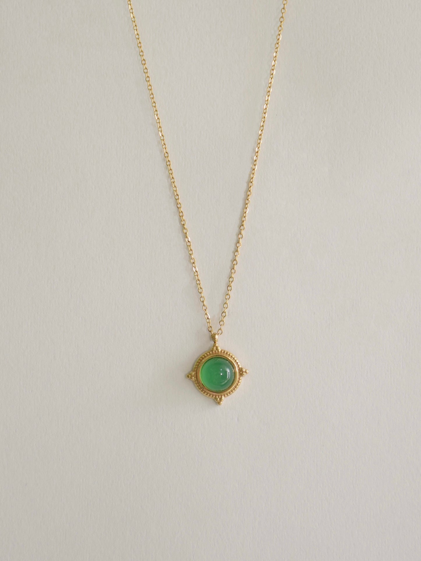 Vintage French emerald agate pendant necklace