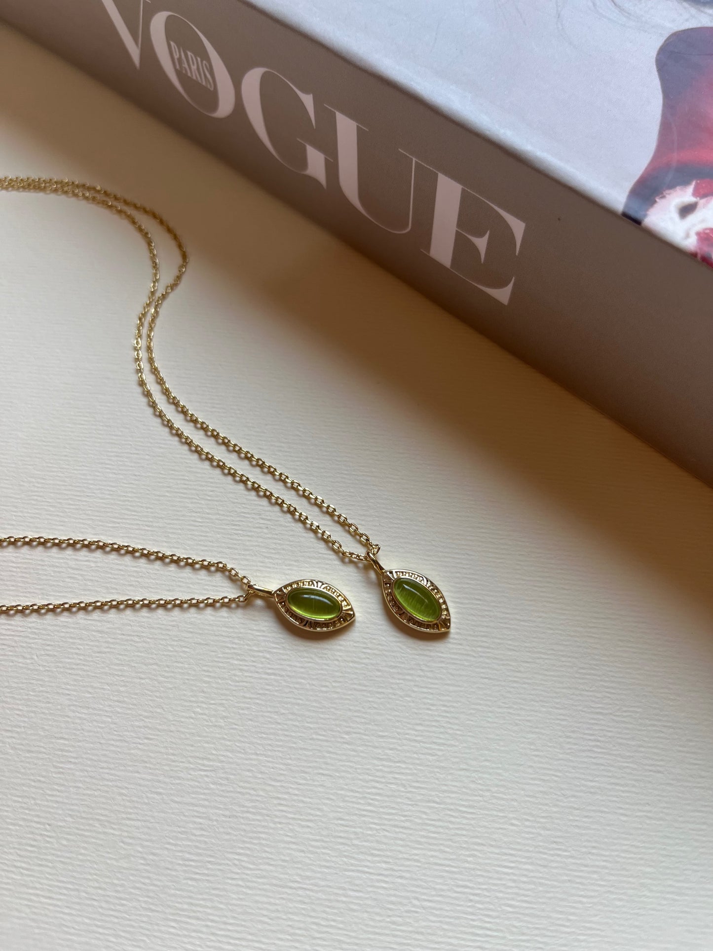 Green Gem Horse Eye Necklace