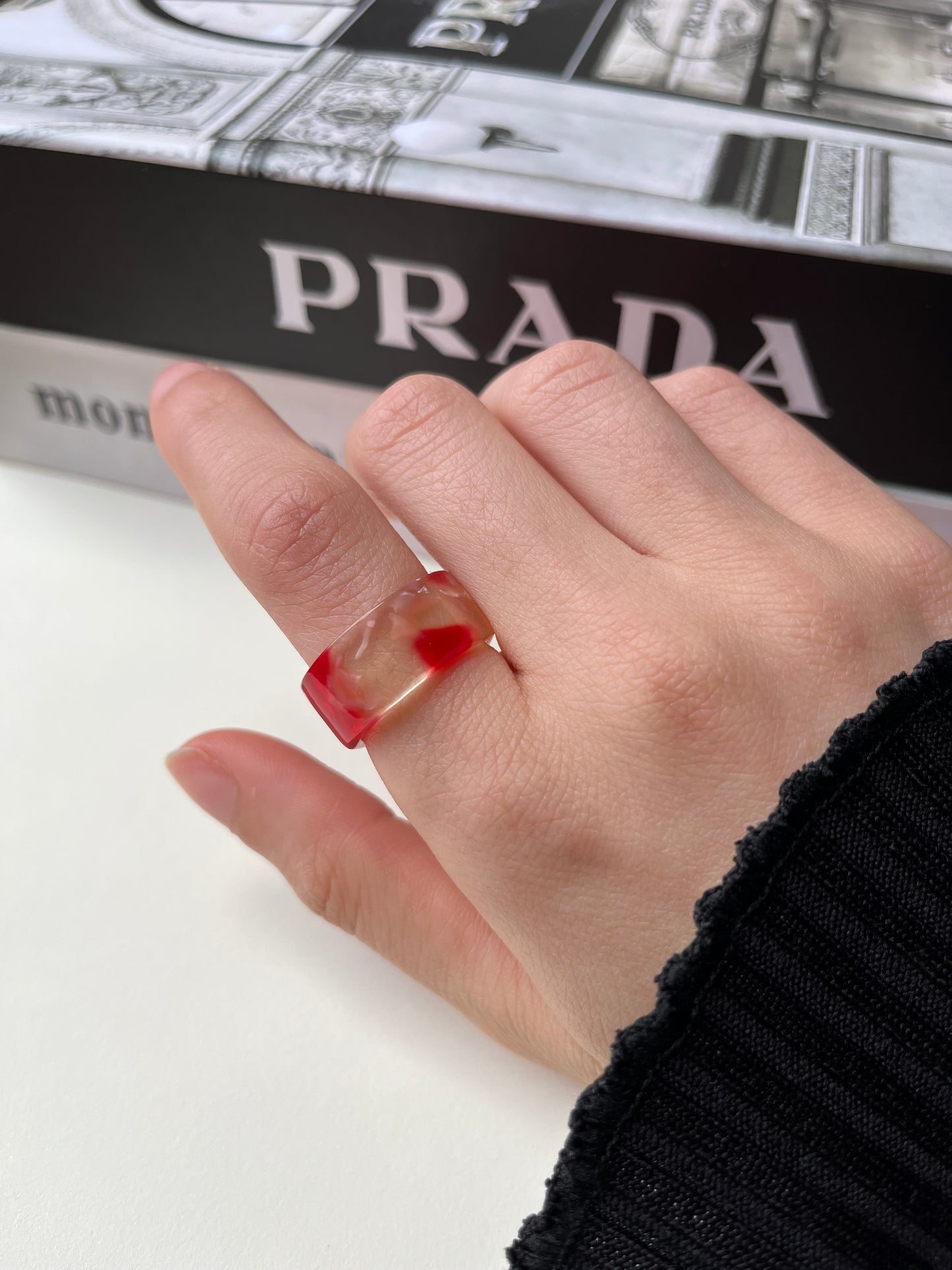 Crimson&marble Resin Ring