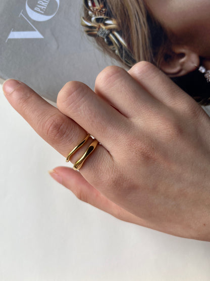 Gold chunky stacking ring set