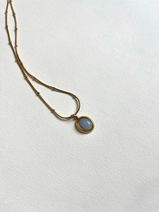 Dark Blue aquamarine necklace