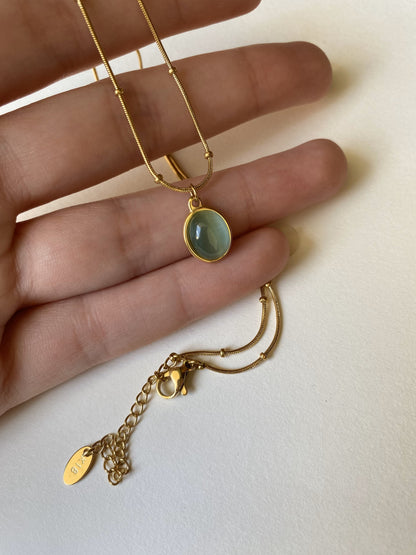 Opal cat eye pendant necklace